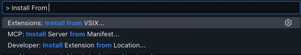 Extensions: Install from VSIX in VS Code's Command Palette